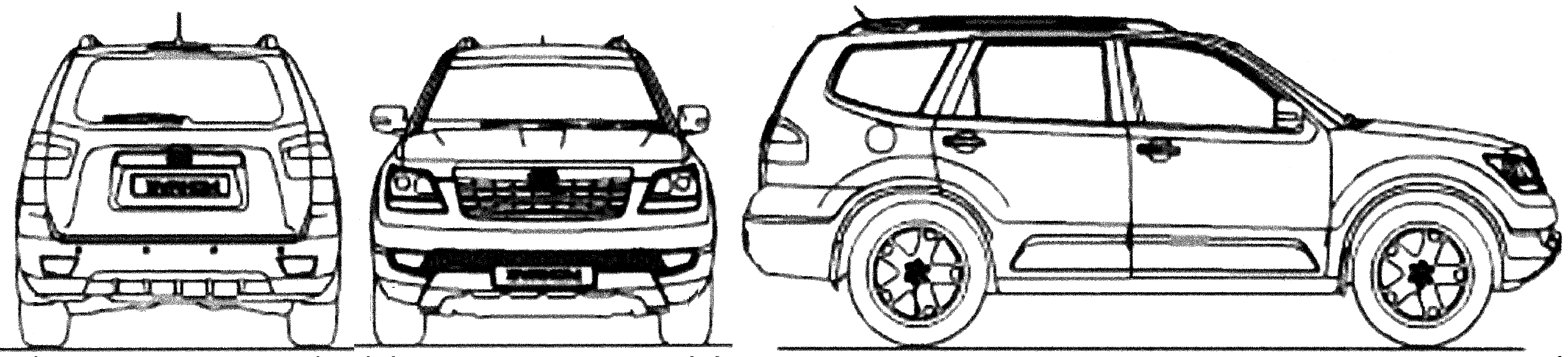 2009-kia-mohave-suv-blueprints-free-outlines