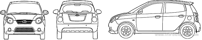 2010 KIA Morning Hatchback blueprints free - Outlines