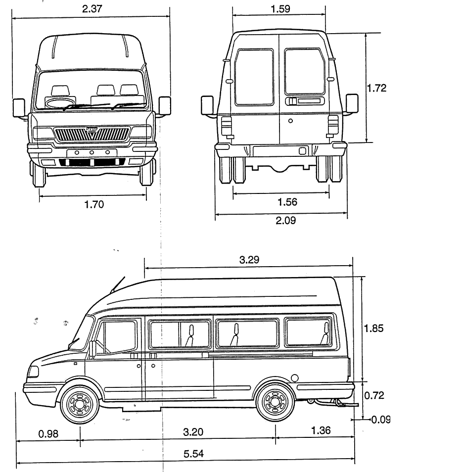 LDV Convoy Mini Bus 17 Seater blueprints