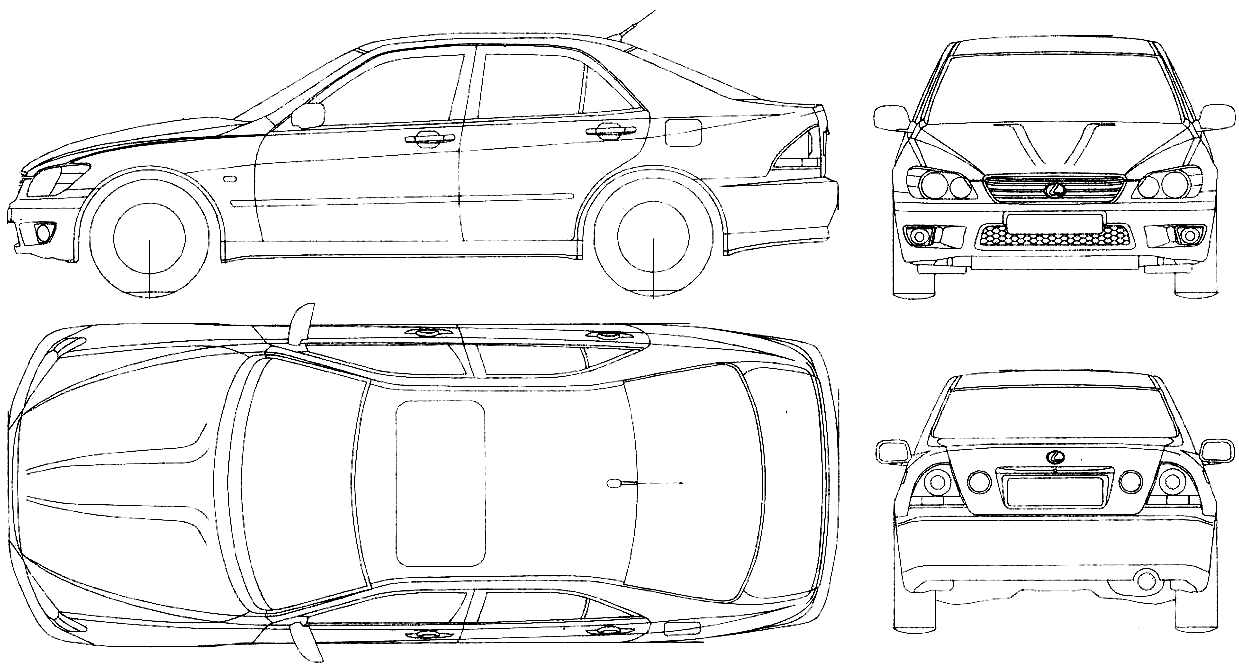 Lexus IS300 (2003) Blueprints Vector Drawing 2003 lexus is 300 sedan
blueprints free