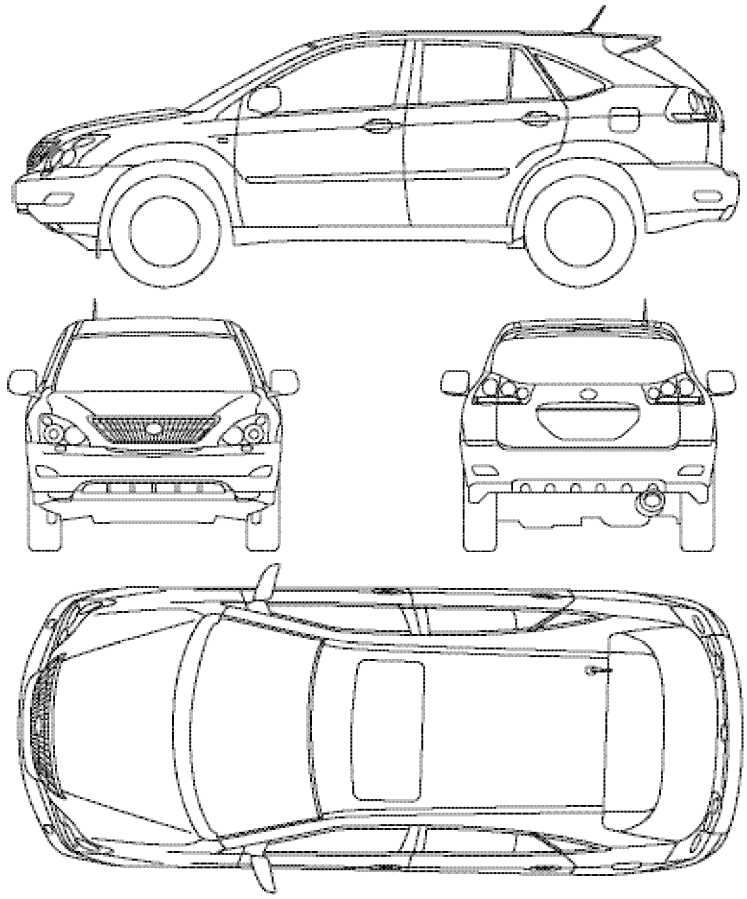 2007 Lexus RX SUV blueprints free - Outlines