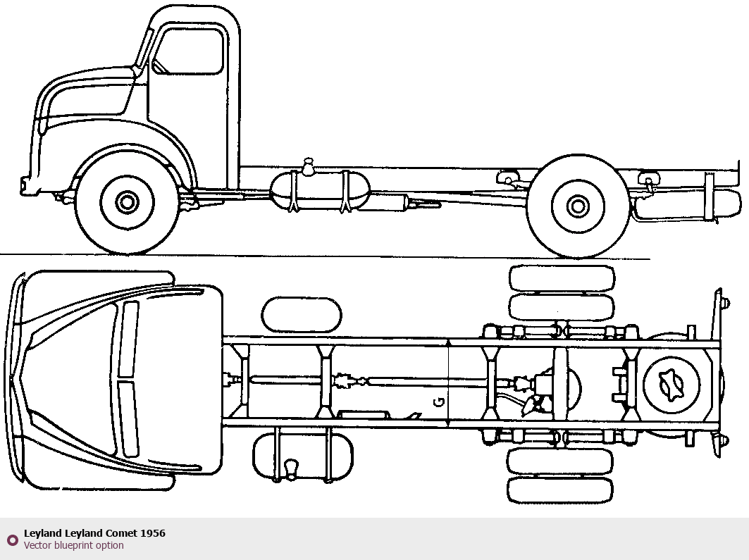 1956 Leyland Motors Comet Heavy Truck Blueprints Free Outlines