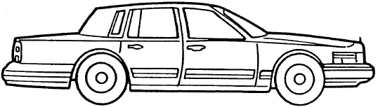 Download 1996 Lincoln Town Car Sedan blueprints free - Outlines
