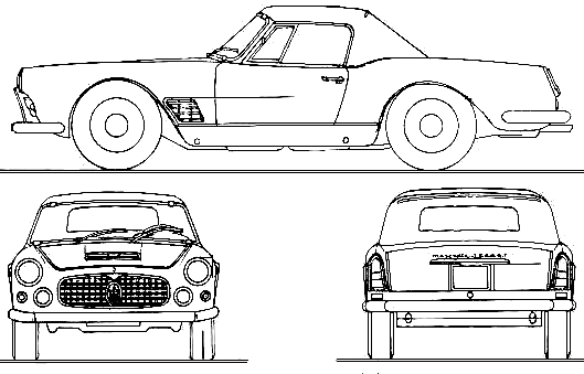 Maserati 3500 Spyder Vingale blueprints