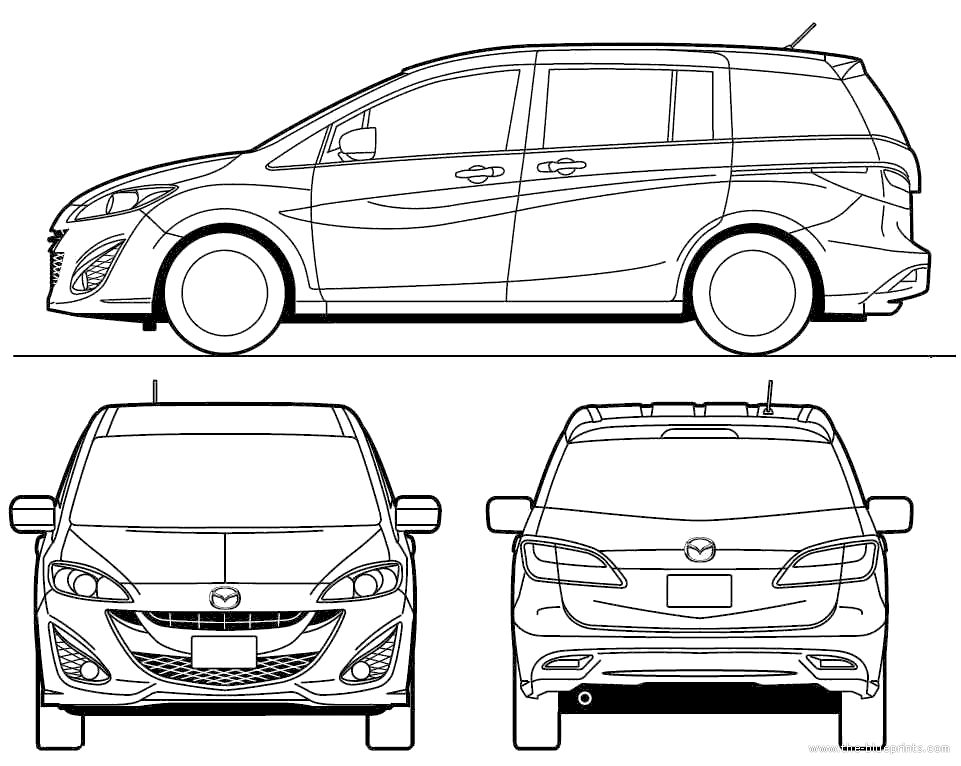2010 Mazda 5 Minivan blueprints free  Outlines