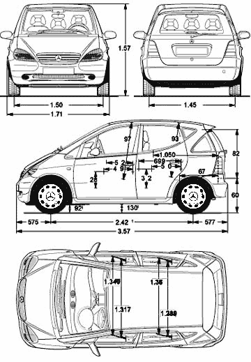 2004 Mercedes-Benz A-Class W169 Hatchback v2 blueprints free - Outlines