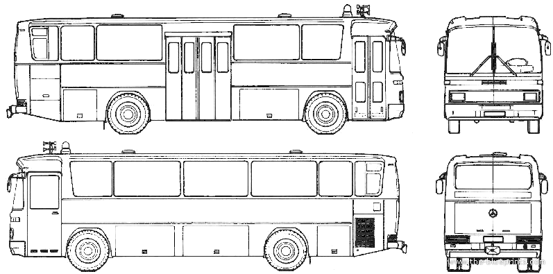 2003 Ikarus 283.01 Bus blueprints free - Outlines