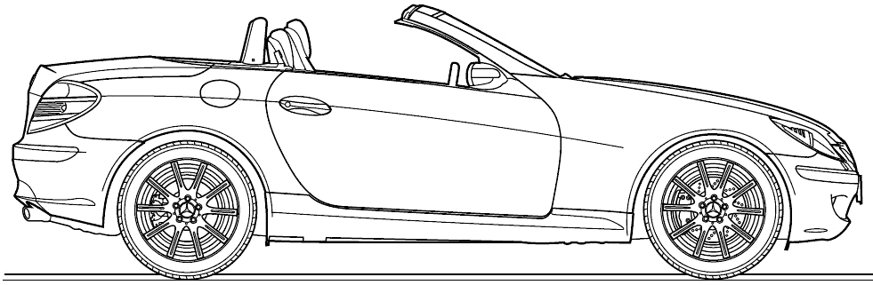 2005 Mercedes-Benz SLK-Class R171 Cabriolet blueprints free - Outlines