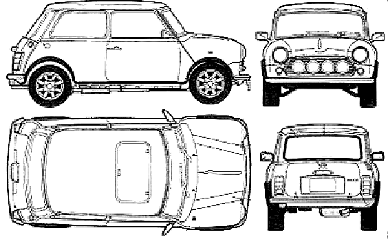 1968 Mini Cooper Hatchback blueprints free - Outlines