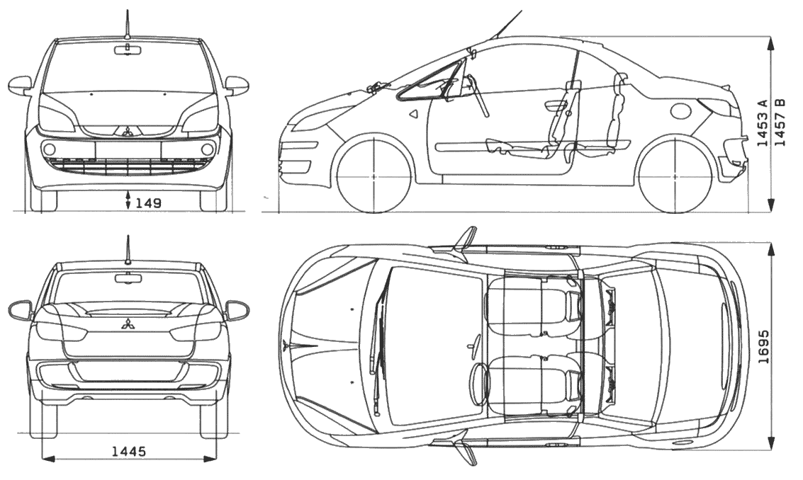 2006 Mitsubishi Colt CZC Coupe blueprints free Outlines