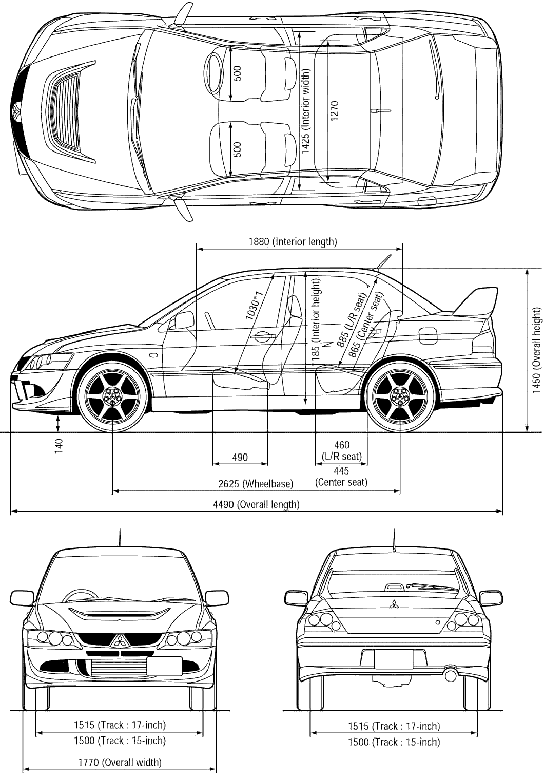 2003 Mitsubishi Lancer Evo Viii Sedan V4 Blueprints Free