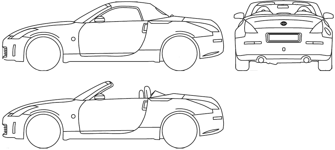 2005 Nissan 350 Z Roadster blueprints free - Outlines