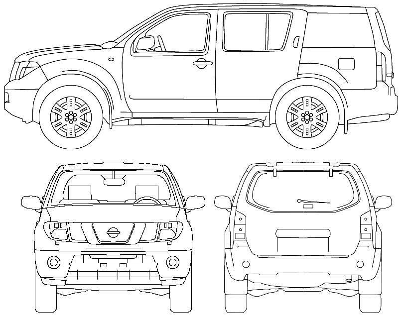 2005 Nissan Pathfinder SUV blueprints free Outlines