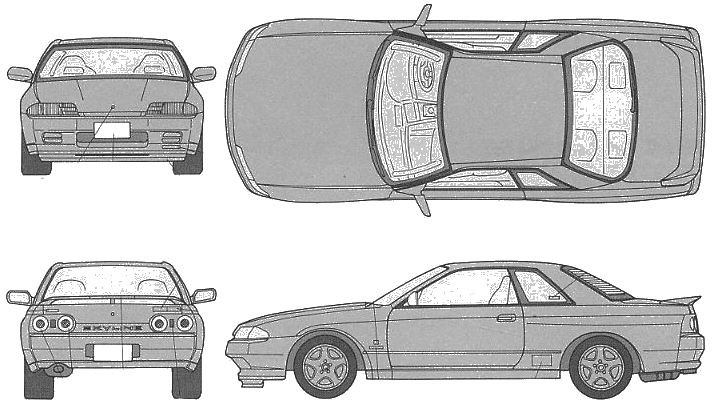 19 Nissan Skyline R32 Gts T Coupe Blueprints Free Outlines
