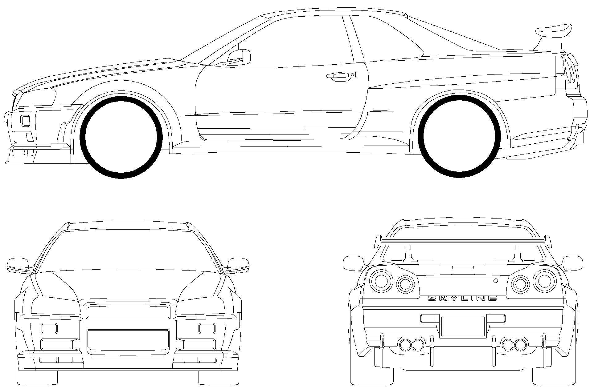 Nissan Skyline Drawing Outline