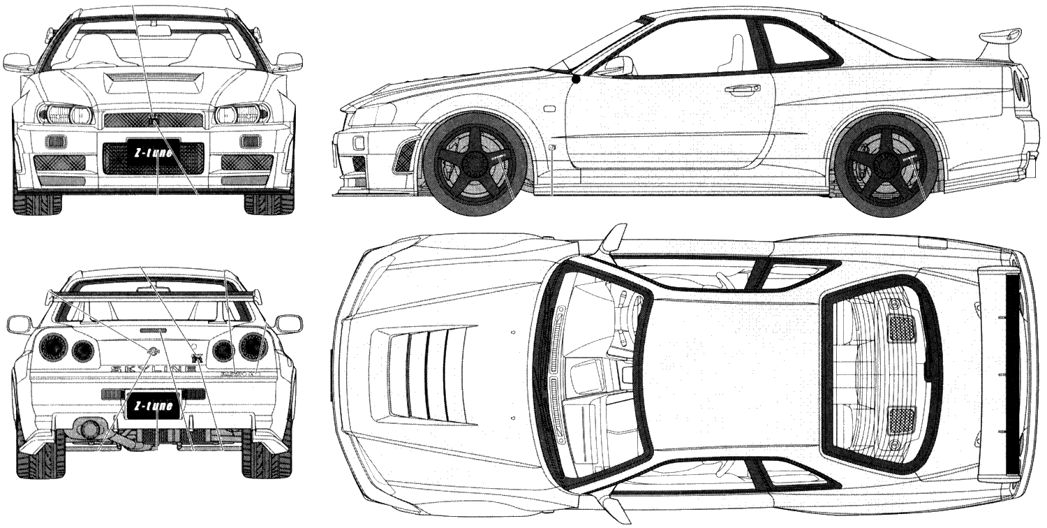 Nissan Skyline Gtr R34 Drawing