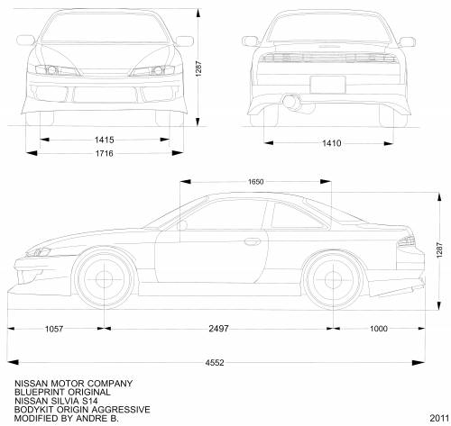 1995 Nissan Silvia S14 Coupe blueprints free - Outlines