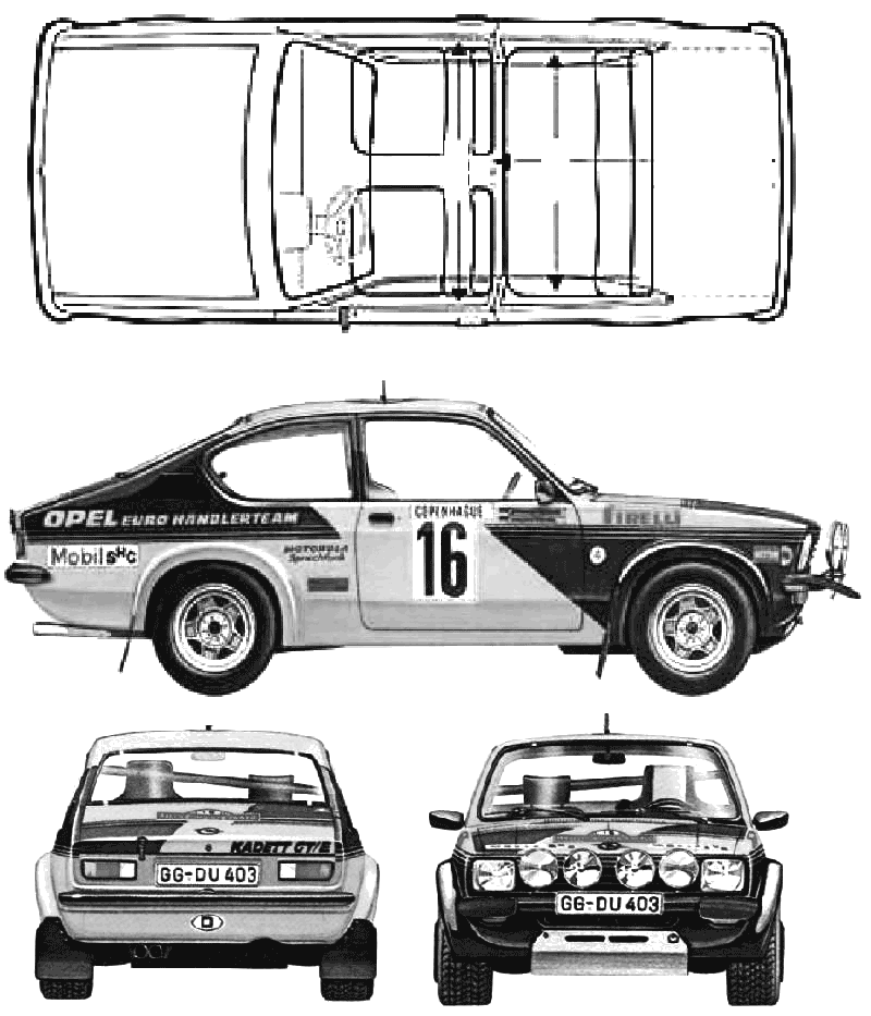 Opel Kadett C Coupé 1973 Konstruktionszeichnung/ Blueprint. 