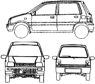 2001 Perodua Nippa Hatchback blueprints free - Outlines