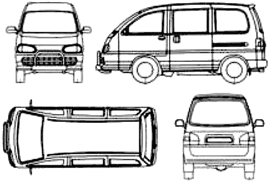 2004 Perodua Rusa Minivan blueprints free - Outlines