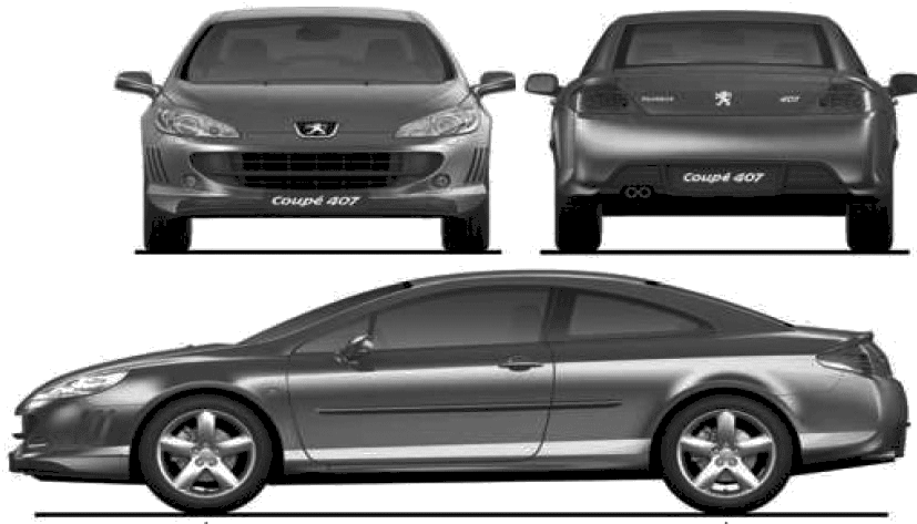 2007 Peugeot 207 CC Cabriolet blueprints free - Outlines