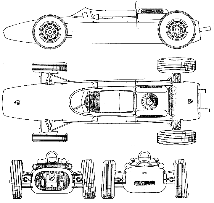 1962 Porsche 804 F1 GP Formula v2 blueprints free - Outlines