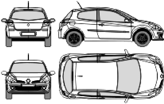 Renault Clio 3-Door vector drawing