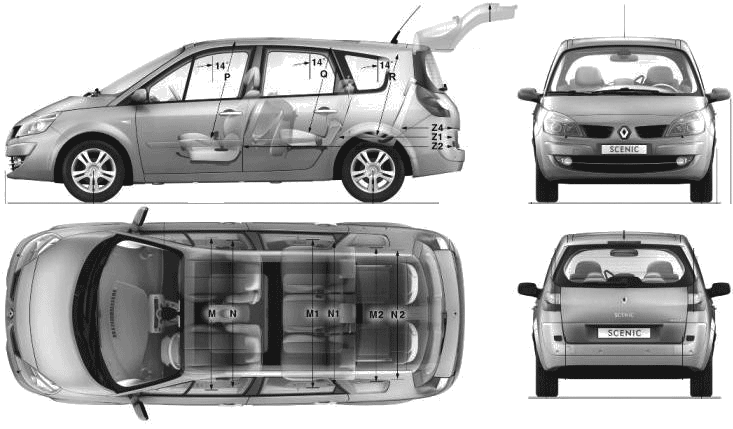 2009 Renault Grand Scenic II Minivan blueprints free