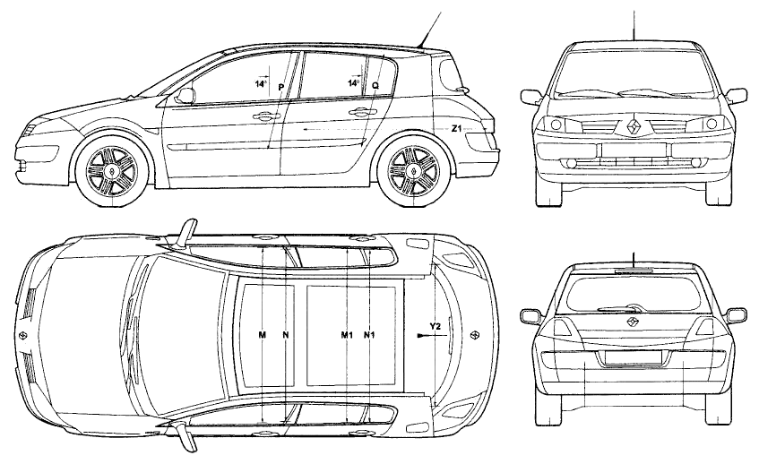Renault Megane 3-Door vector drawing