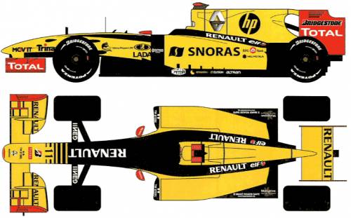 2010 Renault R30 F1 GP Formula blueprints free - Outlines