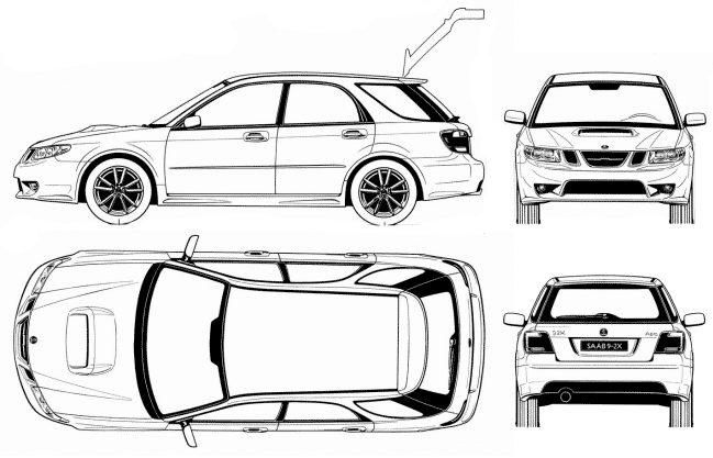 Saab 9-2X blueprints