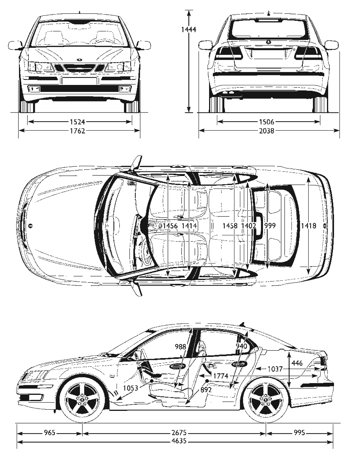 Saab 9-3 blueprints