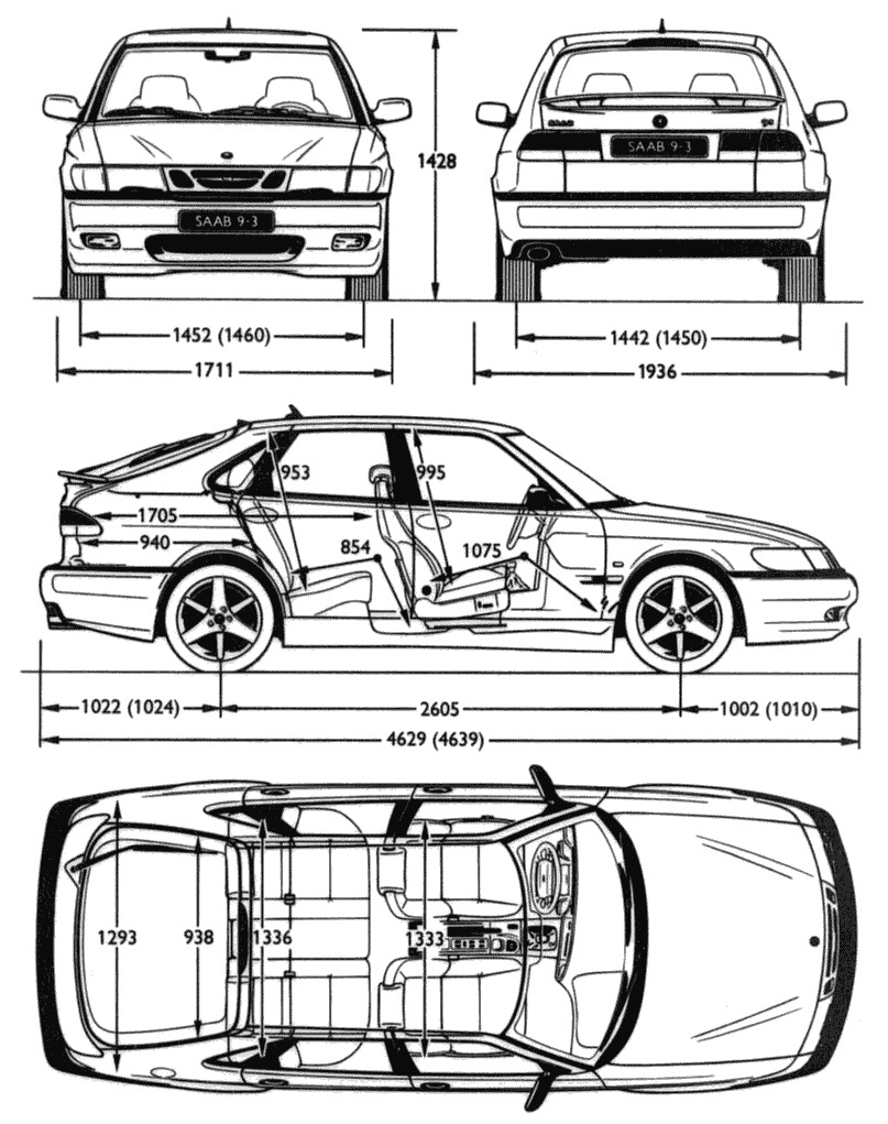 Saab 9-3 Aero blueprints