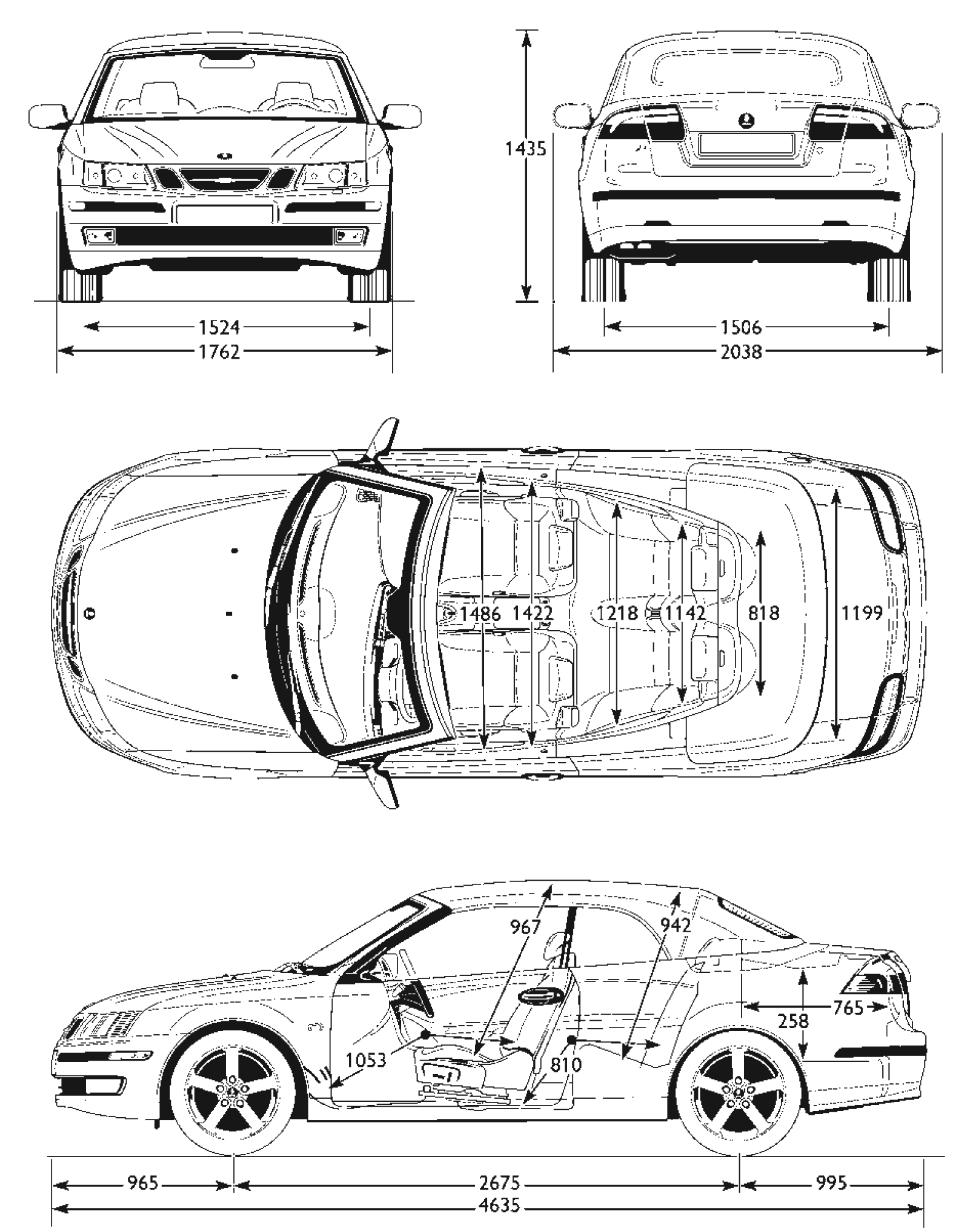 Saab 9-3 Convertible blueprints