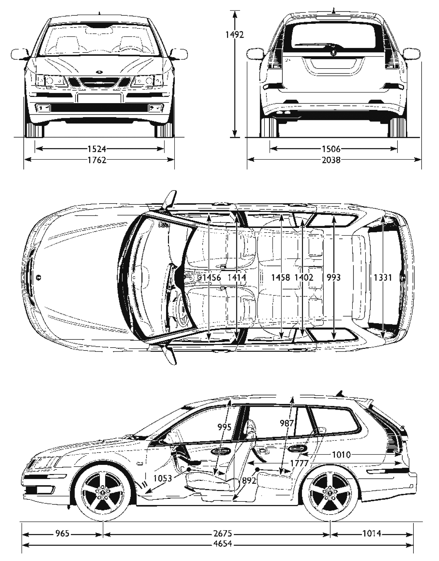 Saab 9-3 Estate blueprints