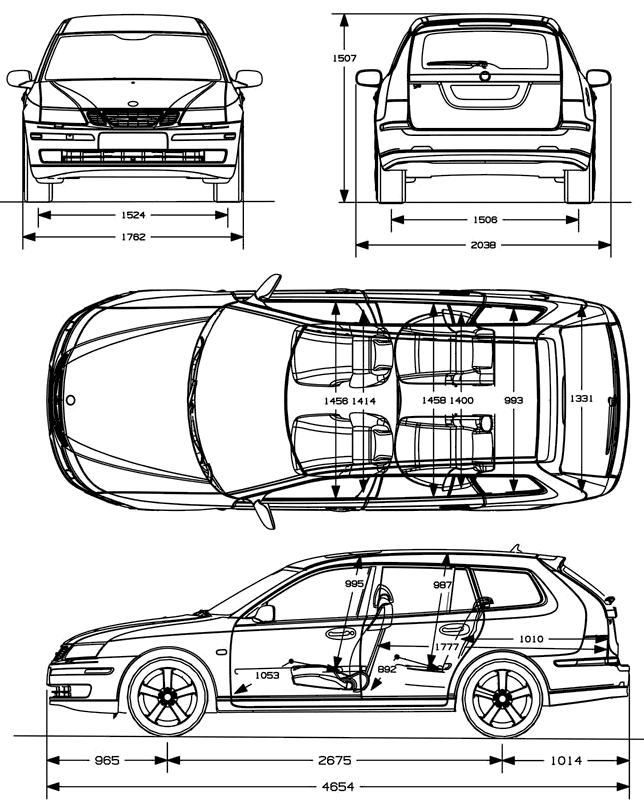 Saab 9-3 SC blueprints