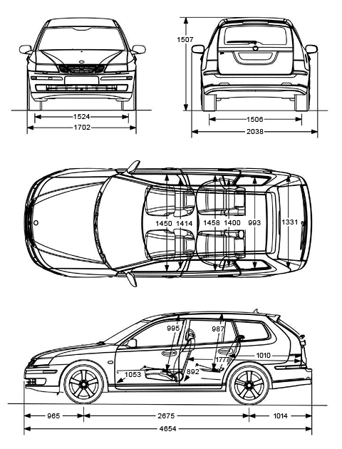 Saab 9-3 Sport blueprints