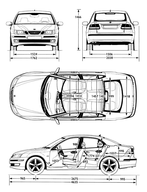 Saab 9-3 Sport blueprints