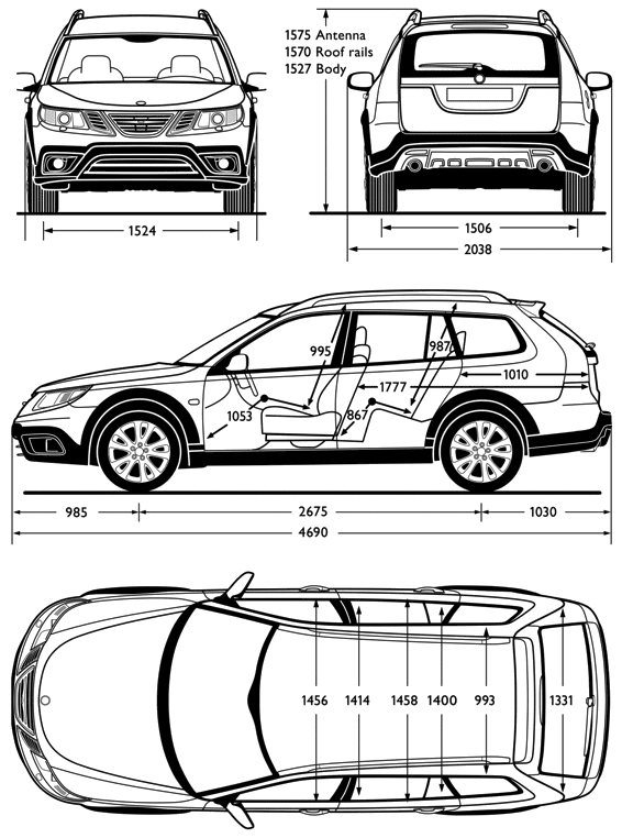 Saab 9-3x blueprints