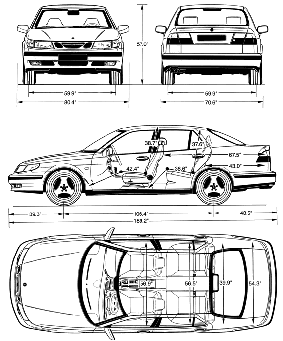 Saab 9-5 blueprints