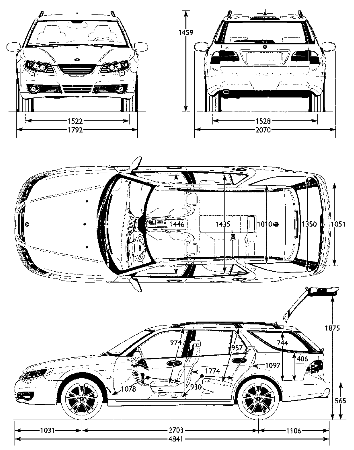 Saab 9-5 Estate blueprints