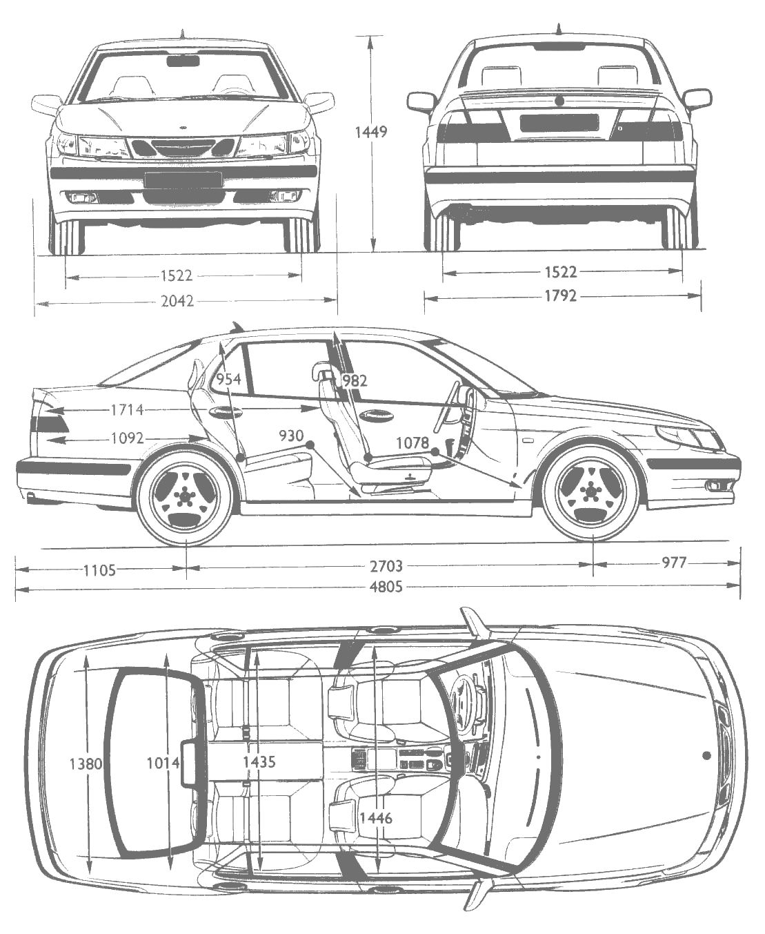 Saab 9-5 blueprints