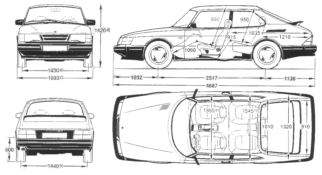 Saab 900 3/5 blueprints