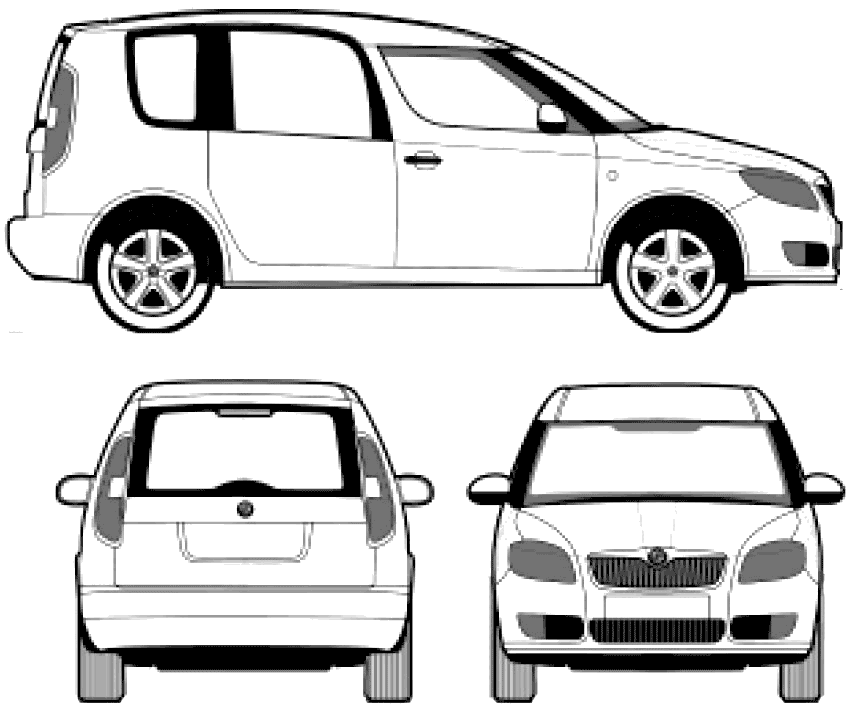 Skoda Roomster 2010-2015 Dimensions Side View