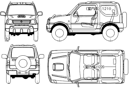 2006 Suzuki Jimny Suv Blueprints Free Outlines