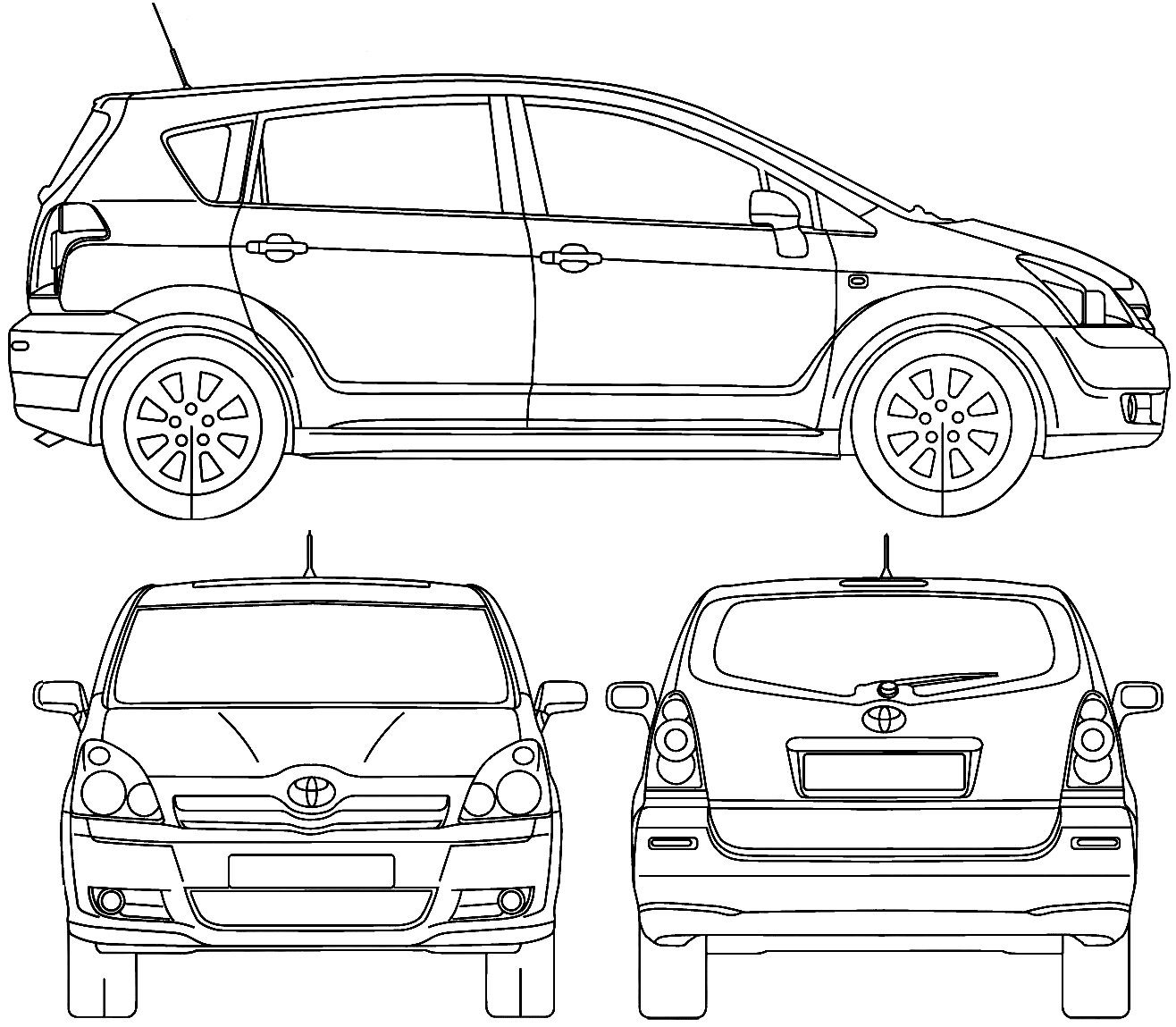 2004 Toyota Corolla Minivan free Outlines
