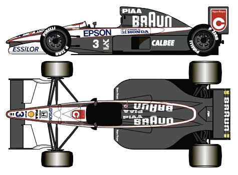 1991 Tyrrell 020 Honda F1 Formula blueprints free - Outlines