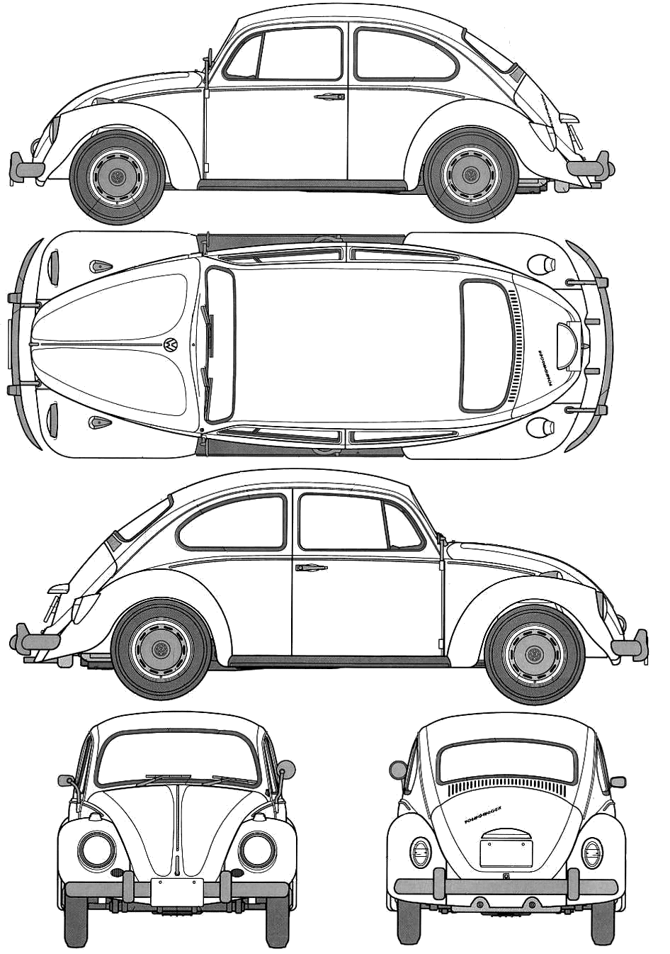 Blueprint vw beetle dimensions