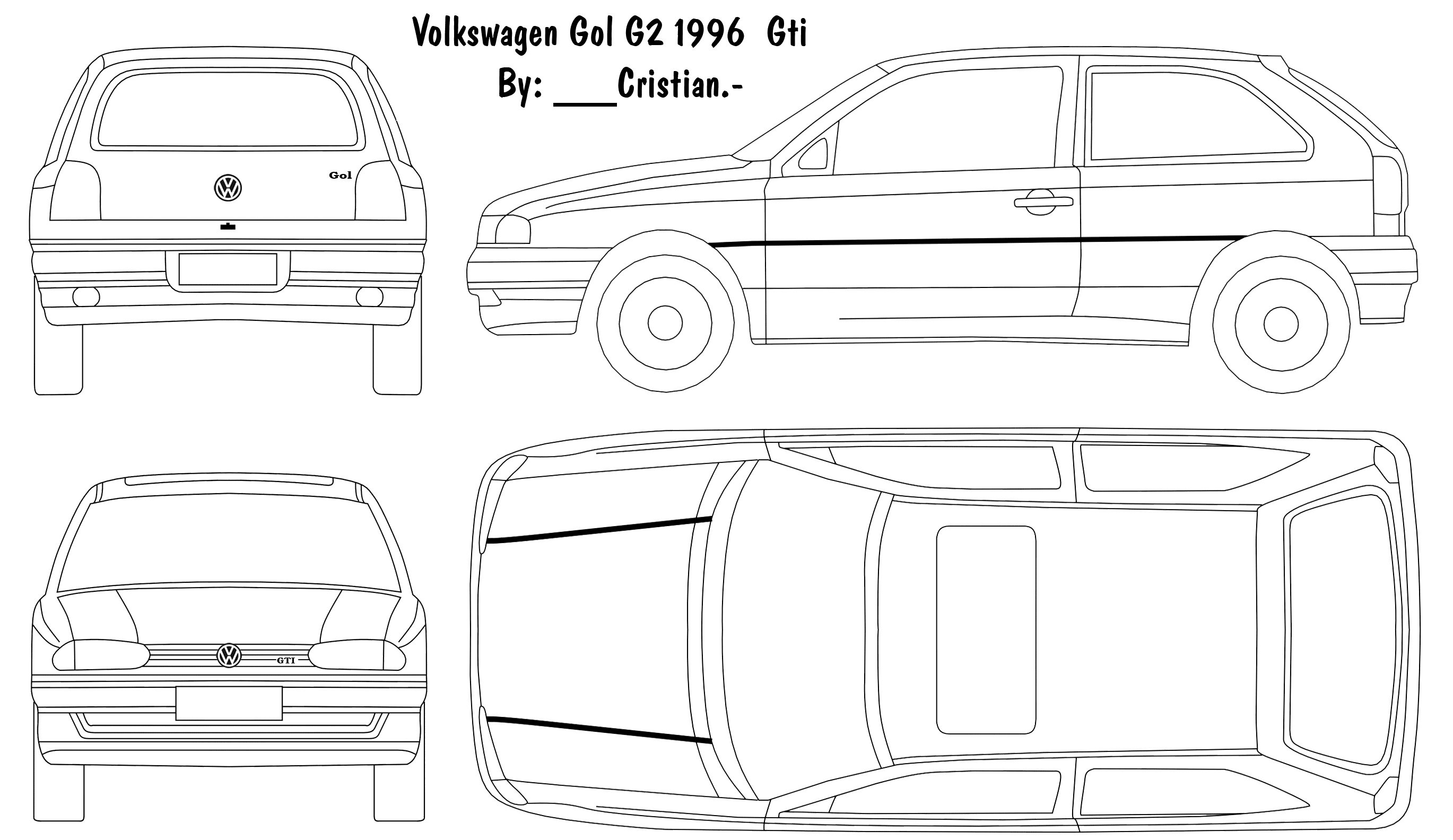 1996 Volkswagen Volkswagen Gol G2 GTI 2-door Hatchback blueprints free