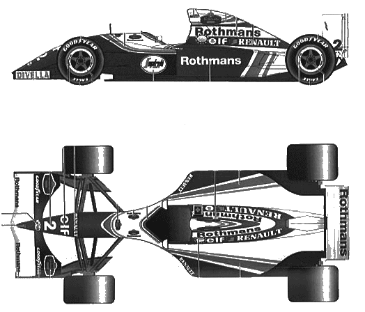 1994 Williams FW16 Brazil GP Formula blueprints free - Outlines